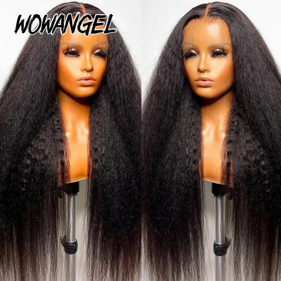 300% High Density Kinky Straight 13x6 HD Lace Front Wigs Melt Skins Pre Plucked Yaki Lace Frontal Wigs Human Hair For Women