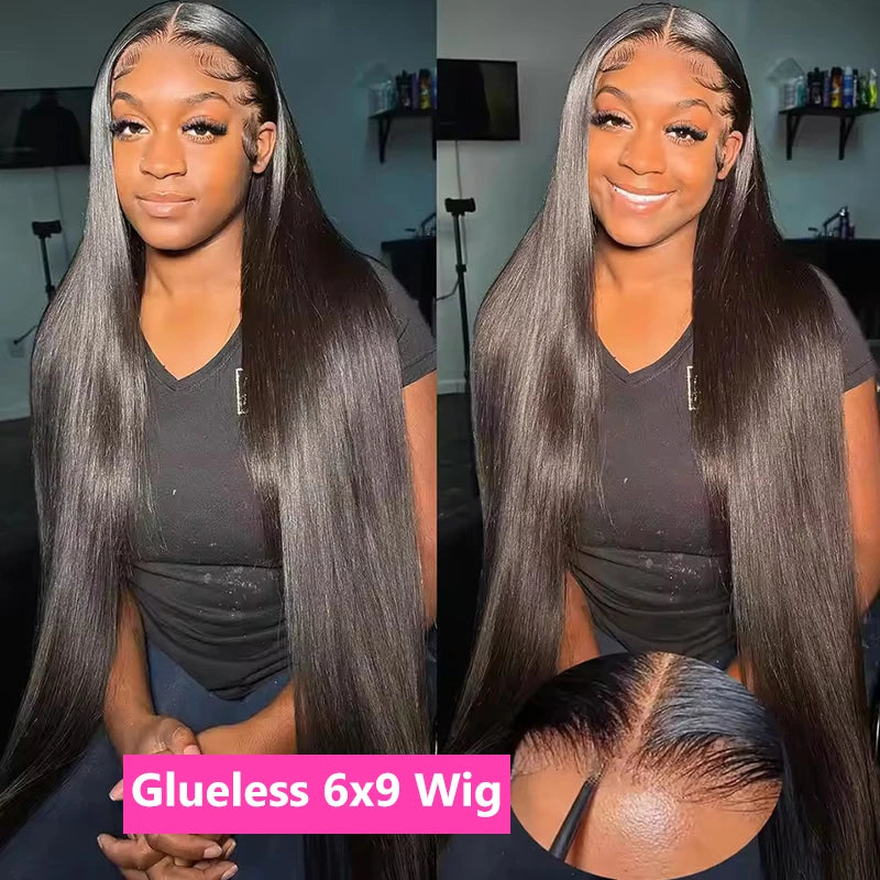 Wear Go Glueless Straight Human Hair Wig 6x4 5×5 HD Lace Closure Wig PrePlucked Hairline Pre Cut Human Hair Wigs For Women Bling