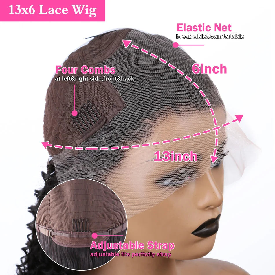 200 Density 13x6 13x5 Lace Front Human Hair Wig Deep Wave Remy 30 40 Inch Curly 6x6 Lace Glueless Wig Human Hair For Black Women