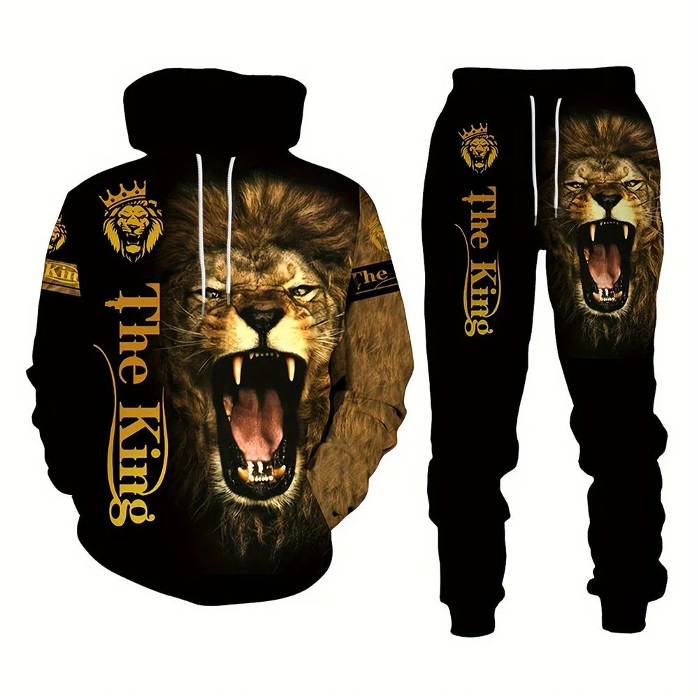 Tracksuit Men Animal 3D Tiger Printed Hoodie + Pants Suit 2 Pcs Sportwear Mens Tracksuit Set Men's Clothing designer clothes men