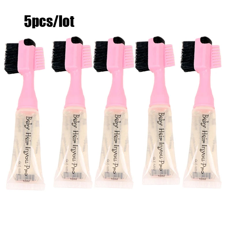 Wholesale Pro Baby Hair Edges Control Gel With Brush And Comb 10Ml/Pcs Double Side Edge Control Brushes With Gel For Baby Hair