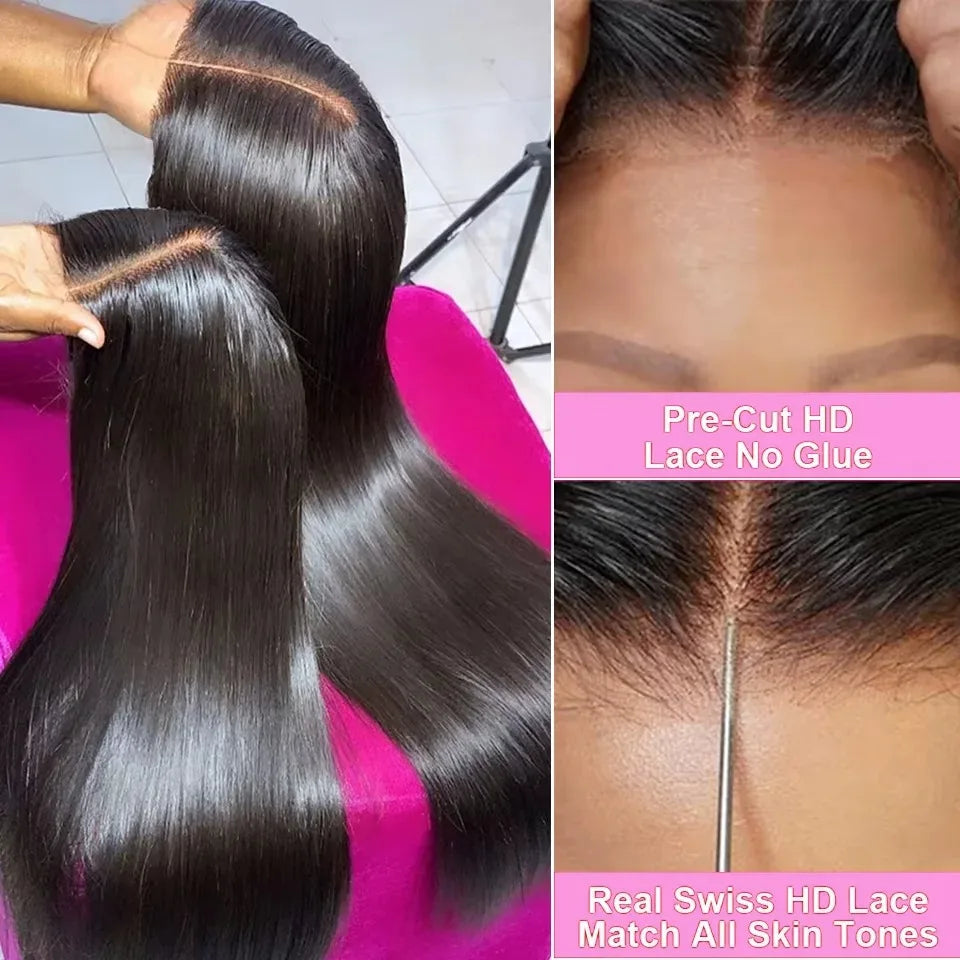 YKB Straight HD Lace Front Human Hair Wigs Brazilian 13x4 13x6 Transparent Lace Frontal 5x5 Glueless Closure Wig For Black Women