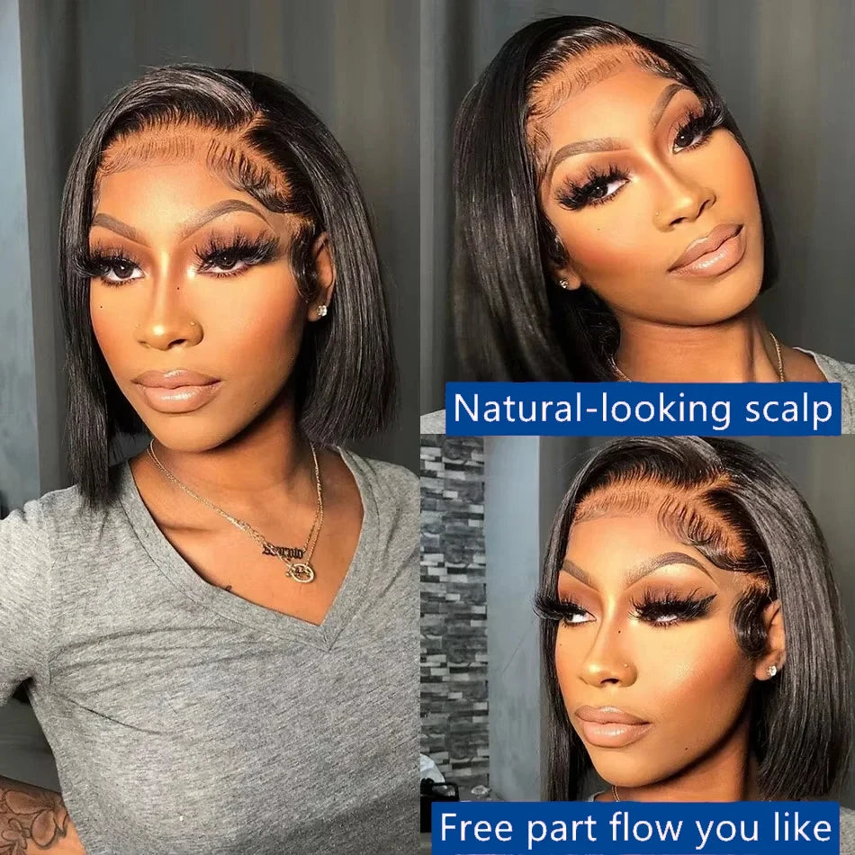Bone Straight Bob Wigs Human Hair 13x4 Lace Front Human Hair Wigs Brazilian Hair HD Transparent Lace Frontal Bob Wigs For Women