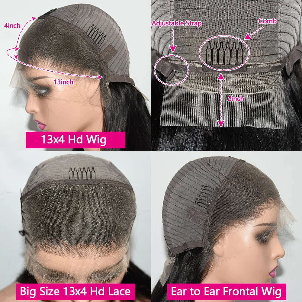 20 22 24 inch Real Hd Lace Wig 13x4 Human Hair Straight Human Hair Frontal Wigs for Women Scalp Top Wigs Thin Hd Invisible Lace
