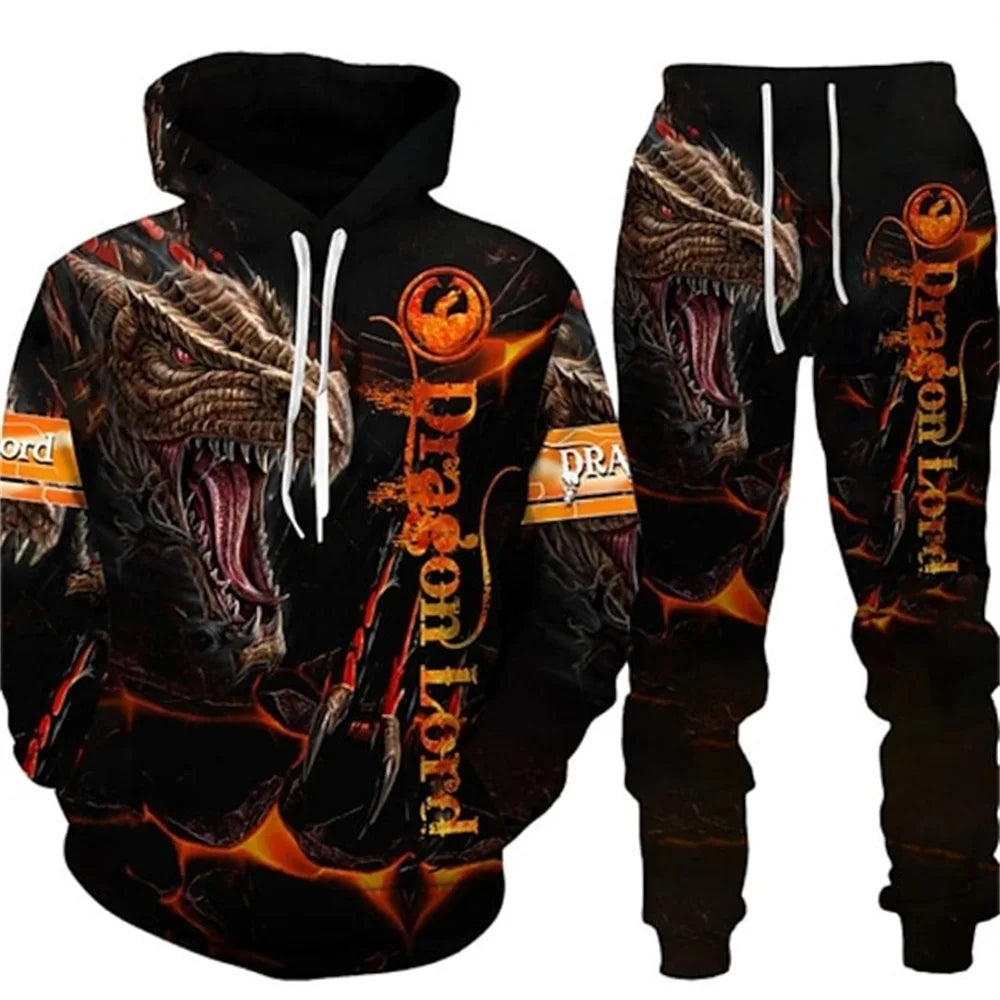 Tracksuit Men Animal 3D Tiger Printed Hoodie + Pants Suit 2 Pcs Sportwear Mens Tracksuit Set Men's Clothing designer clothes men