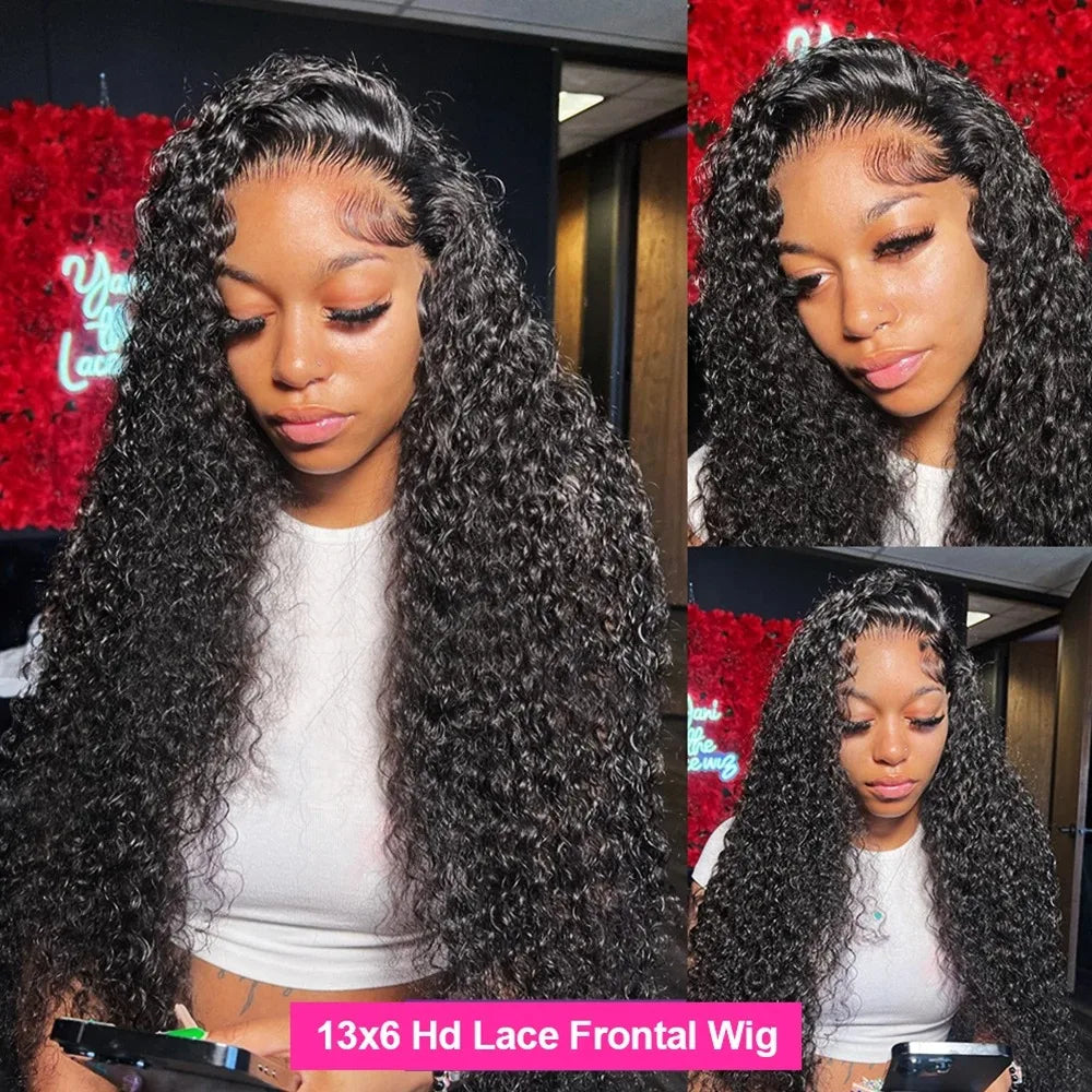 200 Density 13x6 13x5 Lace Front Human Hair Wig Deep Wave Remy 30 40 Inch Curly 6x6 Lace Glueless Wig Human Hair For Black Women
