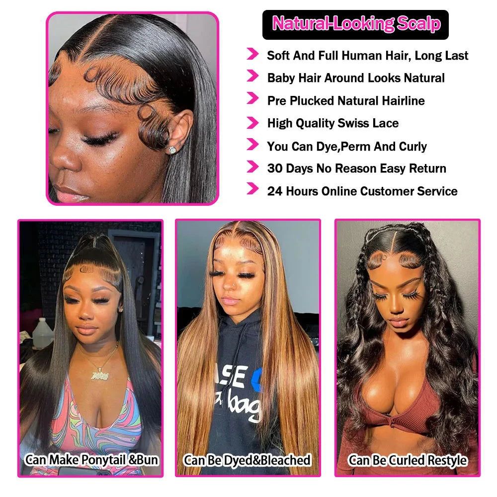50 52 Long Inch 13x4 HD Lace Front Wig Brazilian Straight Human Hair Wig For Women 200 Density 13x6 Transparent Lace Frontal Wig