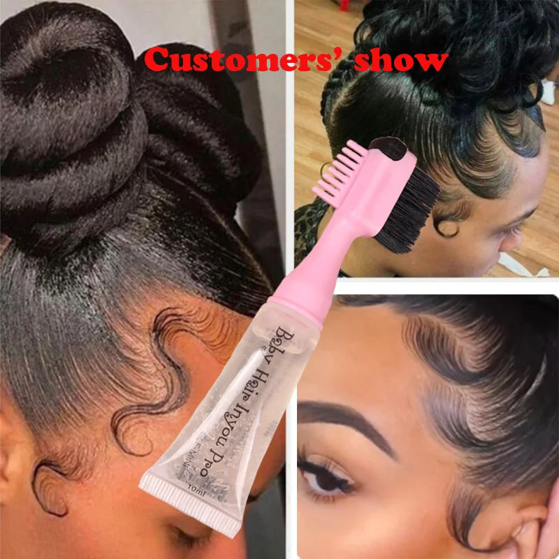 Wholesale Pro Baby Hair Edges Control Gel With Brush And Comb 10Ml/Pcs Double Side Edge Control Brushes With Gel For Baby Hair