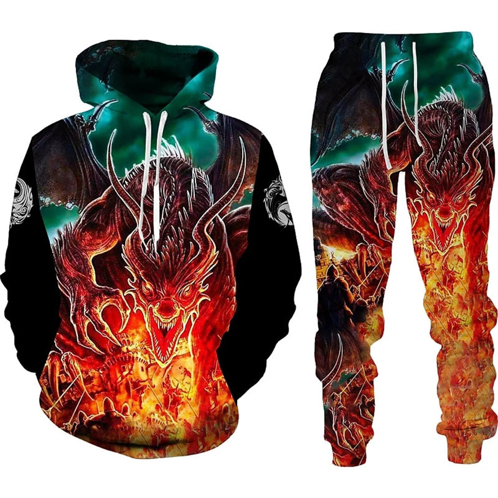 Tracksuit Men Animal 3D Tiger Printed Hoodie + Pants Suit 2 Pcs Sportwear Mens Tracksuit Set Men's Clothing designer clothes men