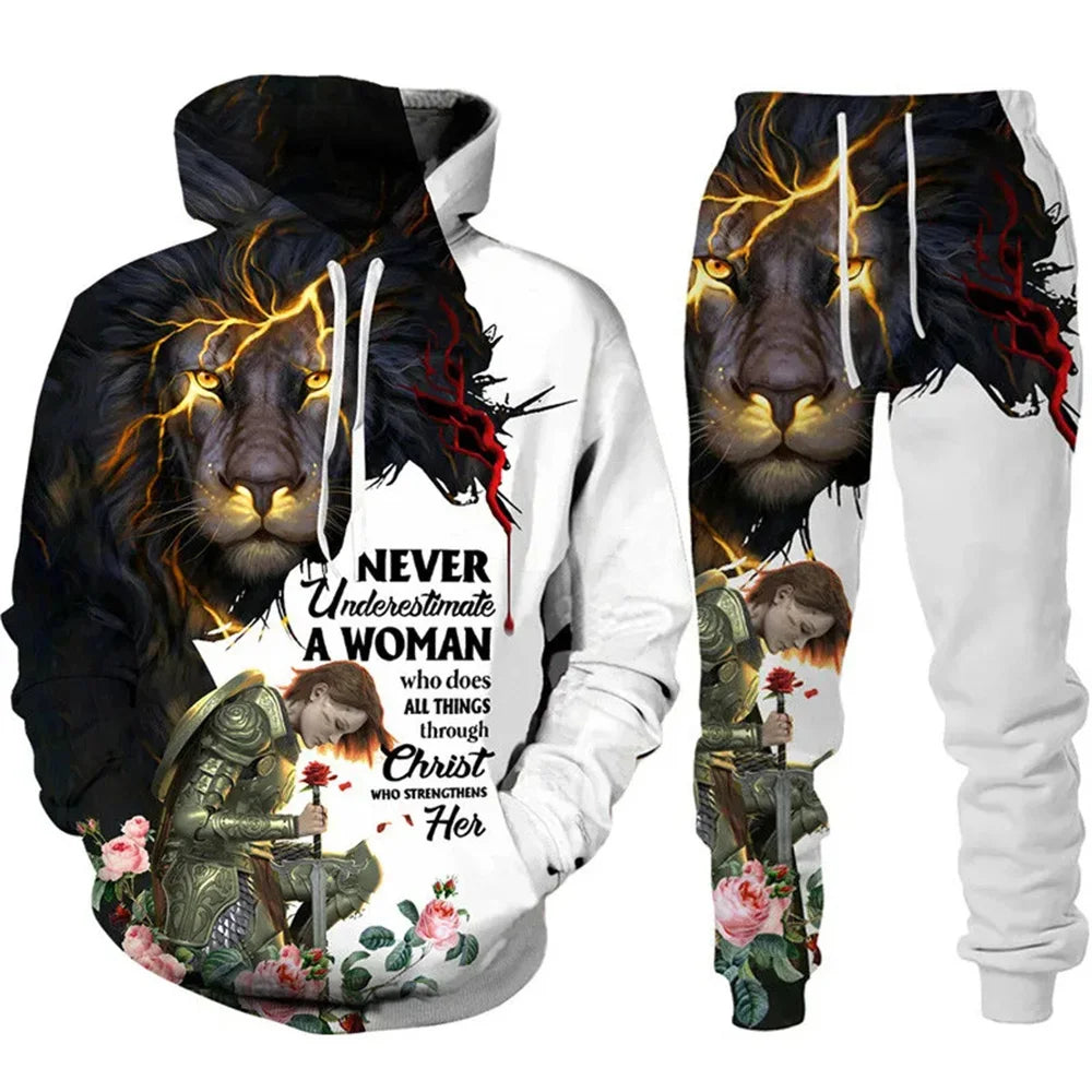 Tracksuit Men Animal 3D Tiger Printed Hoodie + Pants Suit 2 Pcs Sportwear Mens Tracksuit Set Men's Clothing designer clothes men