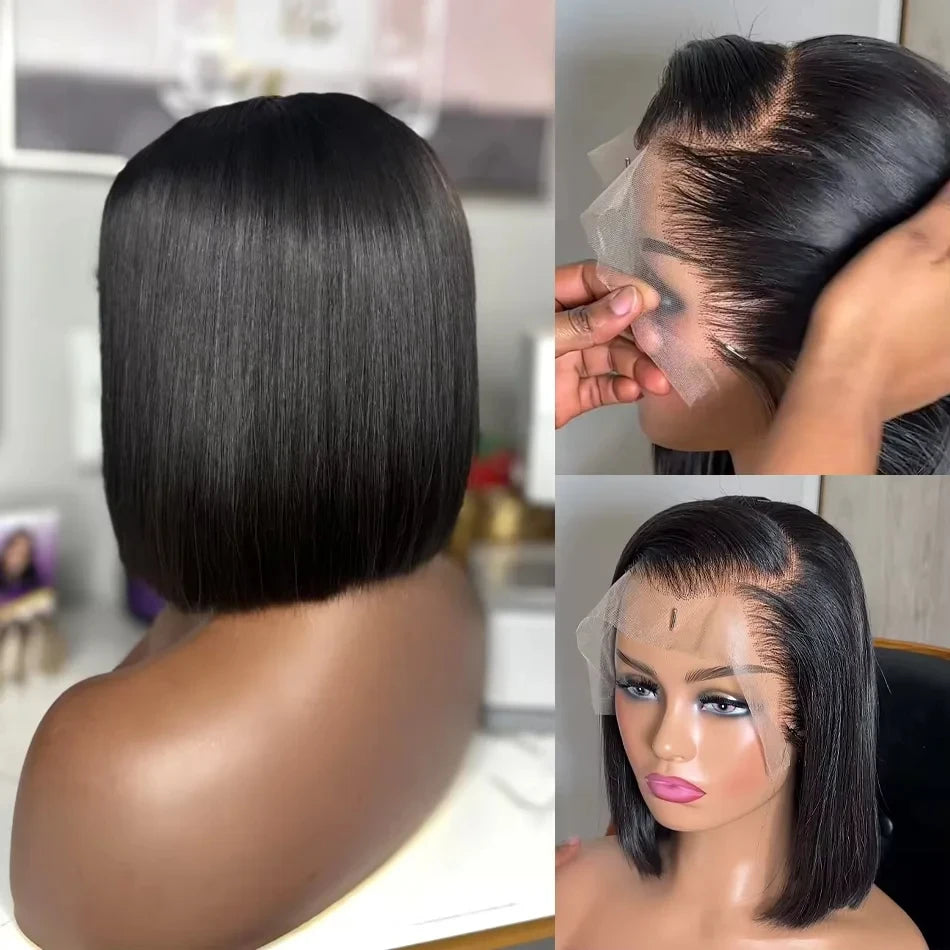 Bone Straight Bob Wigs Human Hair 13x4 Lace Front Human Hair Wigs Brazilian Hair HD Transparent Lace Frontal Bob Wigs For Women