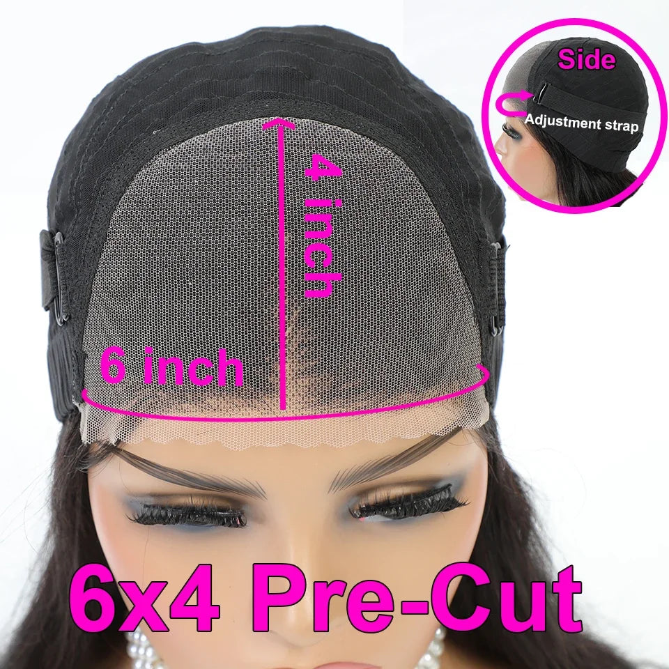 Wear Go Glueless Straight Human Hair Wig 6x4 5×5 HD Lace Closure Wig PrePlucked Hairline Pre Cut Human Hair Wigs For Women Bling