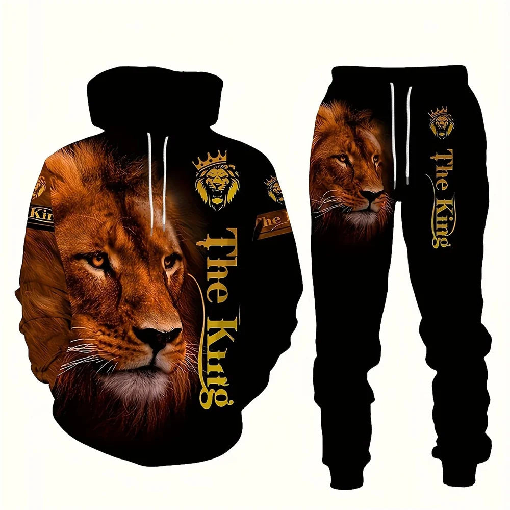Tracksuit Men Animal 3D Tiger Printed Hoodie + Pants Suit 2 Pcs Sportwear Mens Tracksuit Set Men's Clothing designer clothes men