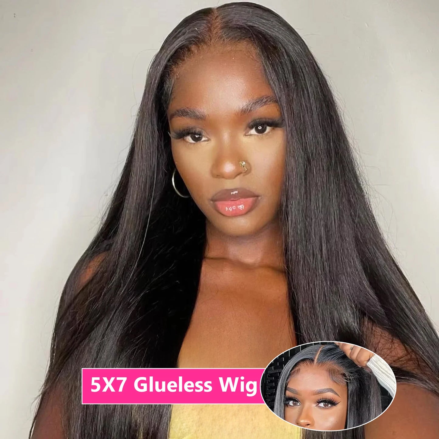 Wear Go Glueless Straight Human Hair Wig 6x4 5×5 HD Lace Closure Wig PrePlucked Hairline Pre Cut Human Hair Wigs For Women Bling