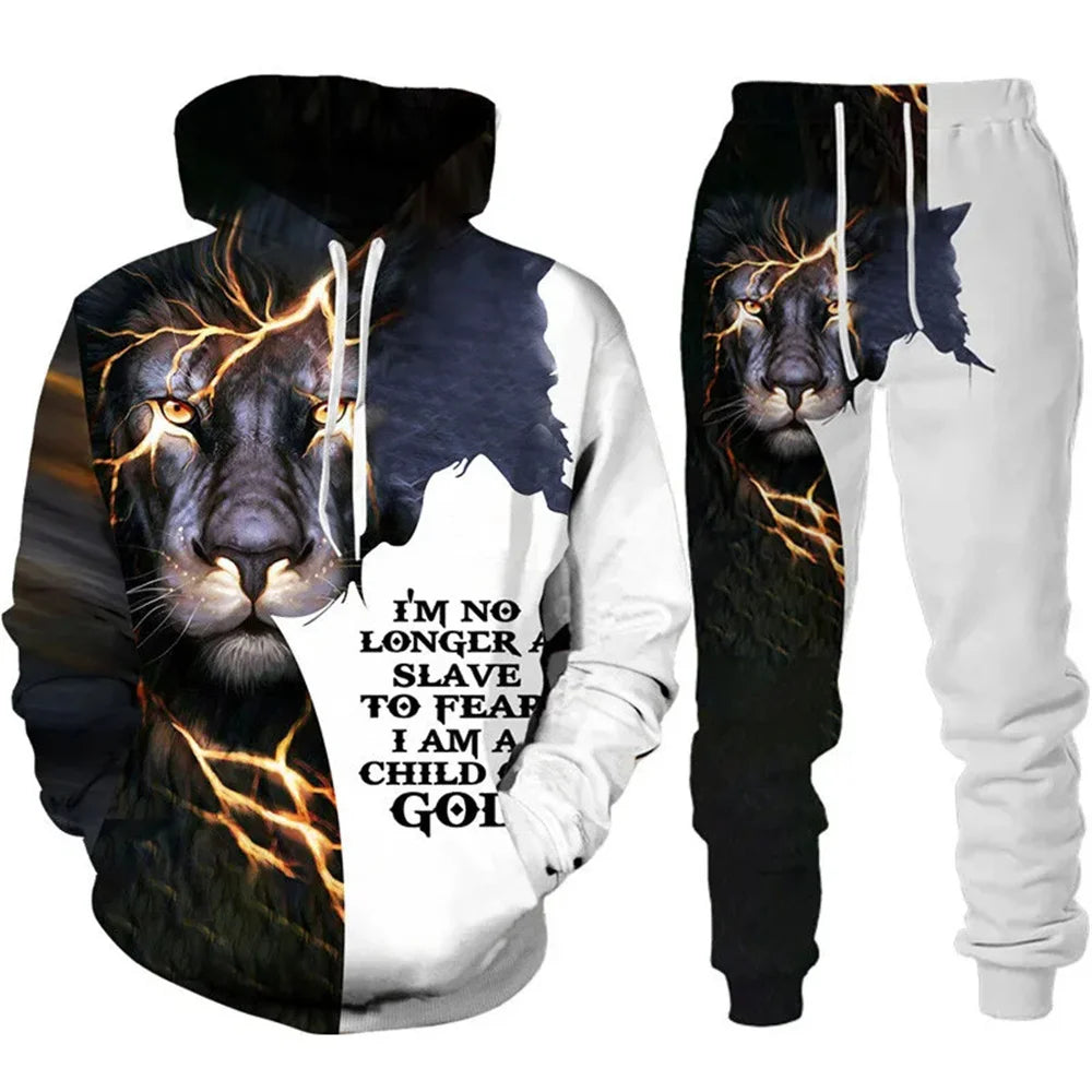 Tracksuit Men Animal 3D Tiger Printed Hoodie + Pants Suit 2 Pcs Sportwear Mens Tracksuit Set Men's Clothing designer clothes men
