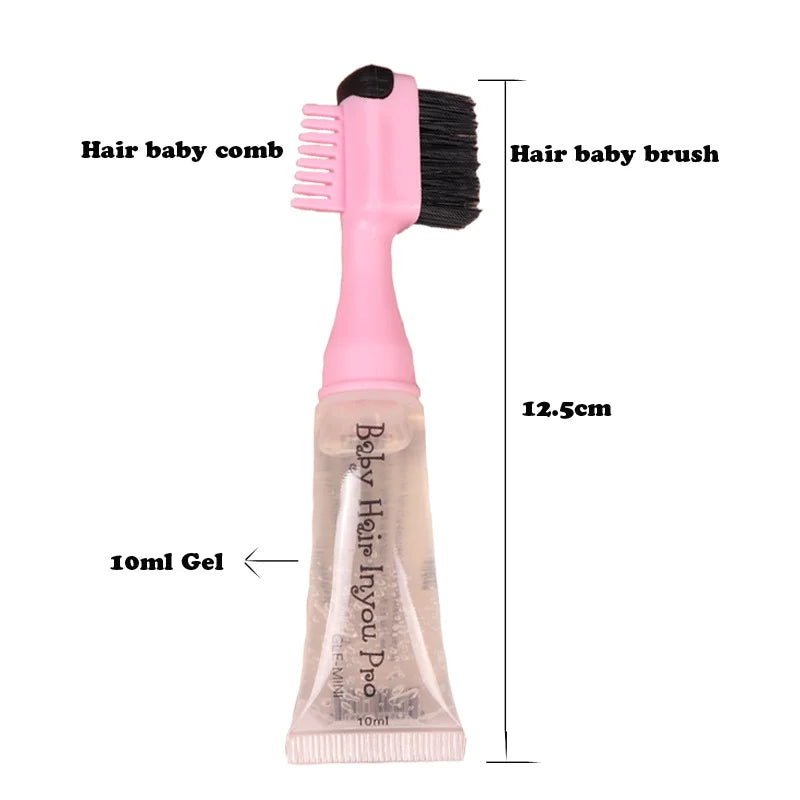 Wholesale Pro Baby Hair Edges Control Gel With Brush And Comb 10Ml/Pcs Double Side Edge Control Brushes With Gel For Baby Hair