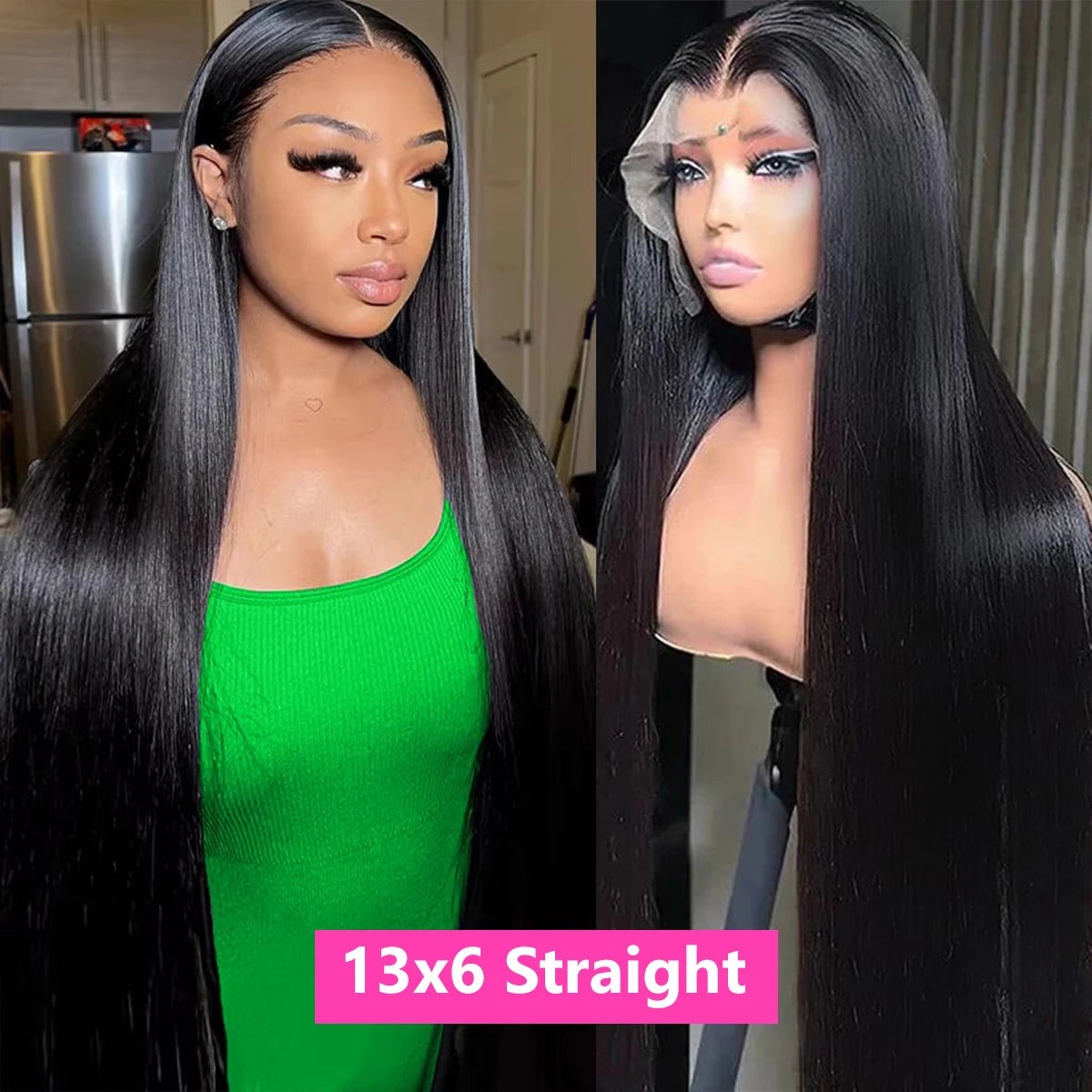 Wear Go Glueless Straight Human Hair Wig 6x4 5×5 HD Lace Closure Wig PrePlucked Hairline Pre Cut Human Hair Wigs For Women Bling