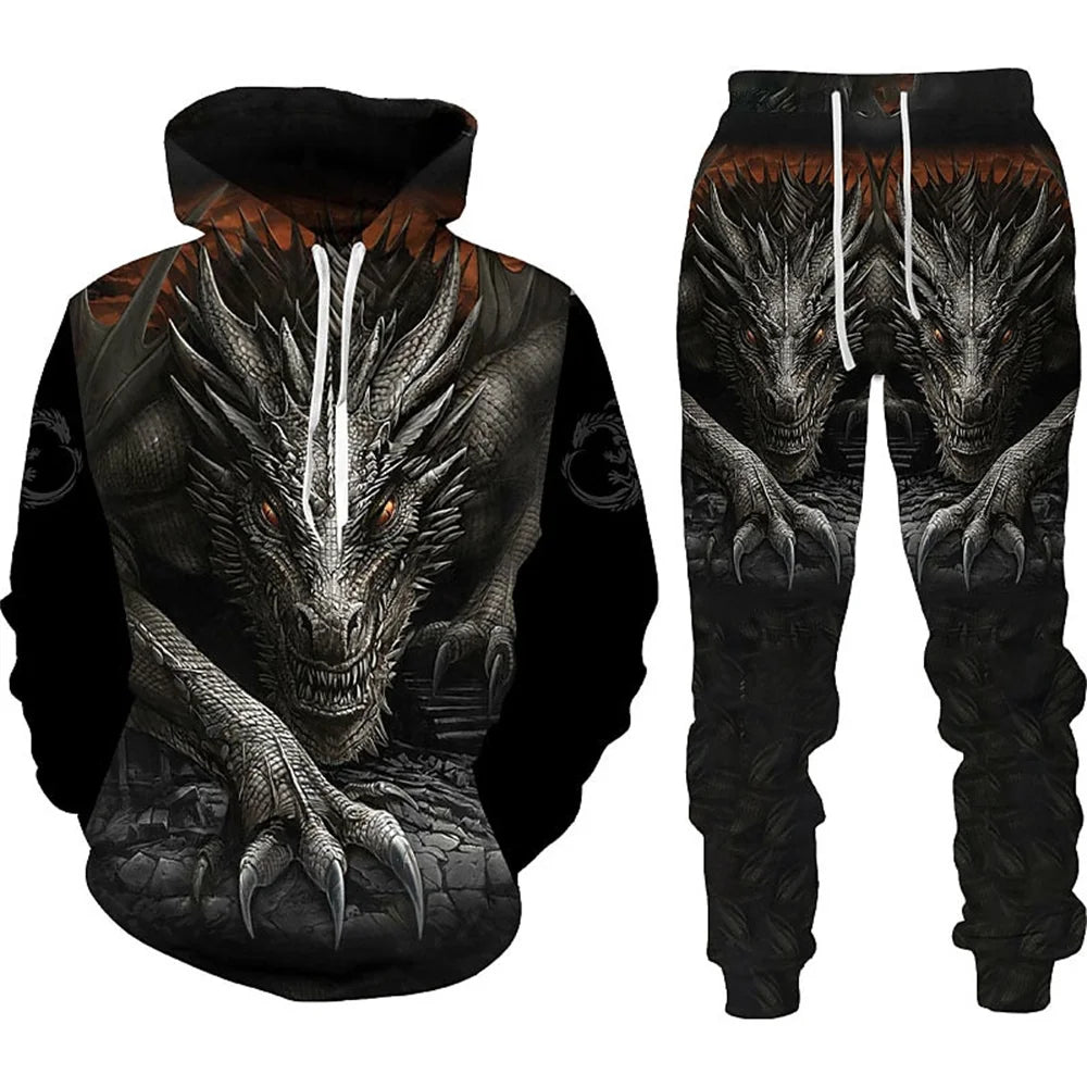 Tracksuit Men Animal 3D Tiger Printed Hoodie + Pants Suit 2 Pcs Sportwear Mens Tracksuit Set Men's Clothing designer clothes men
