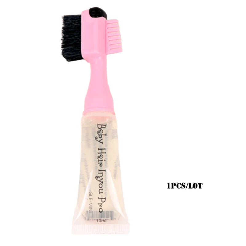 Wholesale Pro Baby Hair Edges Control Gel With Brush And Comb 10Ml/Pcs Double Side Edge Control Brushes With Gel For Baby Hair