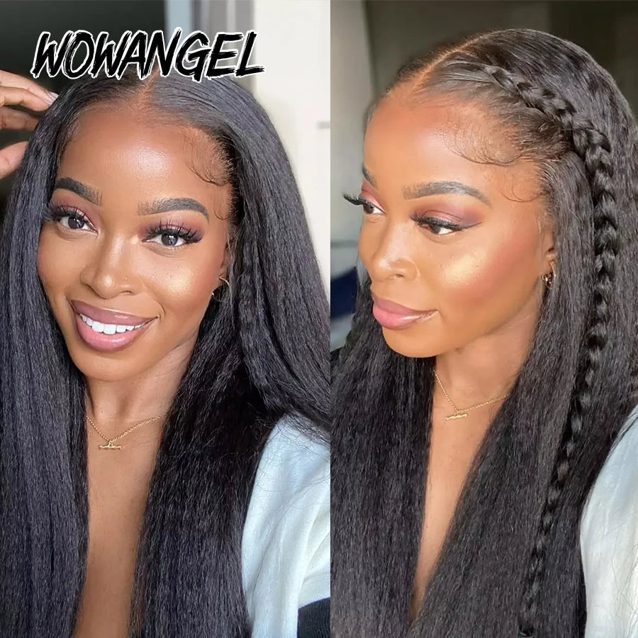 300% High Density Kinky Straight 13x6 HD Lace Front Wigs Melt Skins Pre Plucked Yaki Lace Frontal Wigs Human Hair For Women