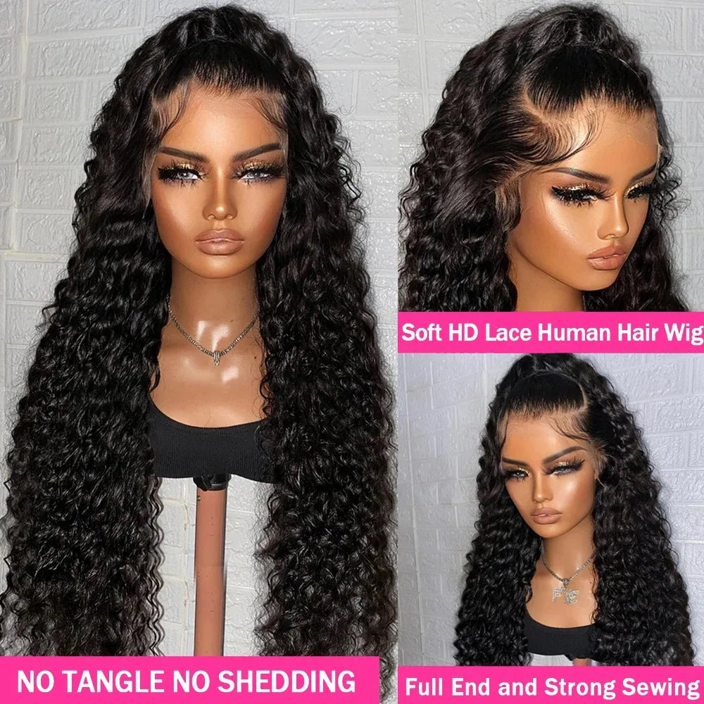 200 Density 13x6 13x5 Lace Front Human Hair Wig Deep Wave Remy 30 40 Inch Curly 6x6 Lace Glueless Wig Human Hair For Black Women