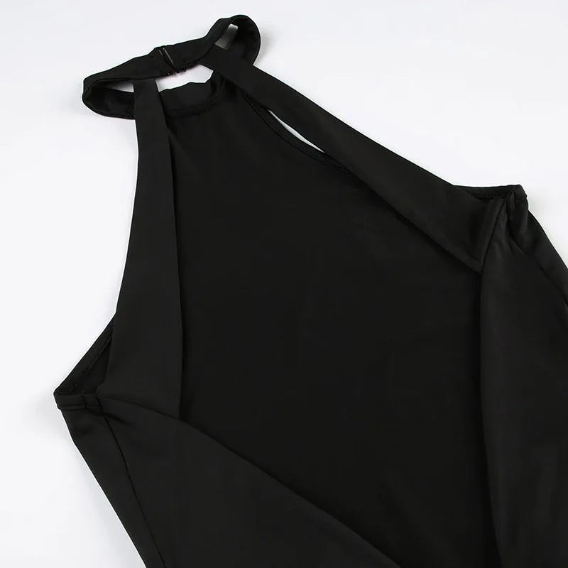 Women Fashion Black Sleeveless Backless Chains Sexy Bodycon Jumpsuit Party Festival Y2K Romper Overalls
