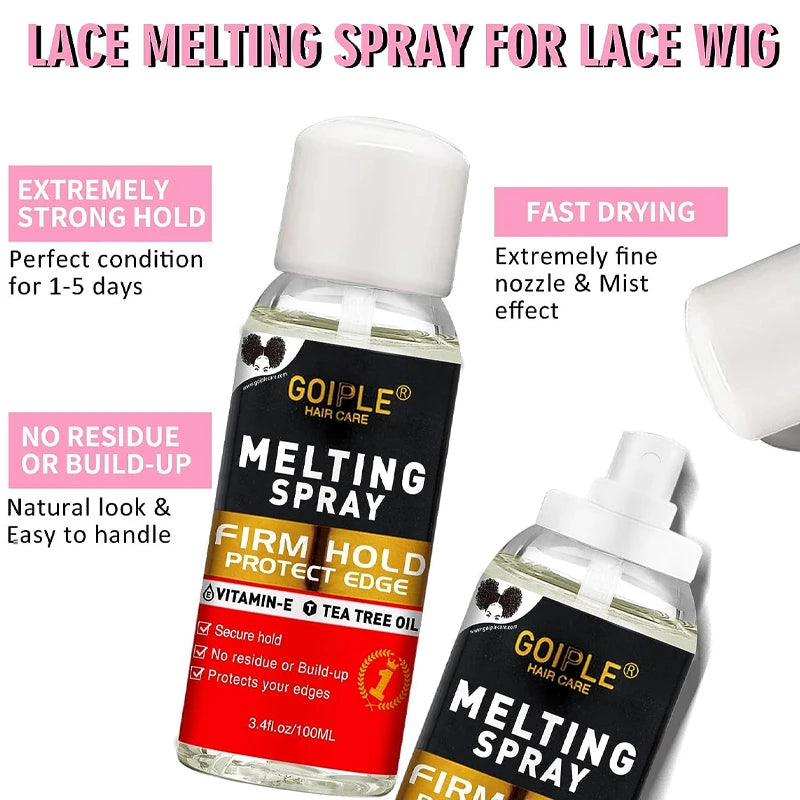 GOIPLE Melting Spray Glue for Lace Front Extra Hold Wig Adhesive Bond Tool and Remover Slick Hair Wax Stick Edge Control Gel Kit