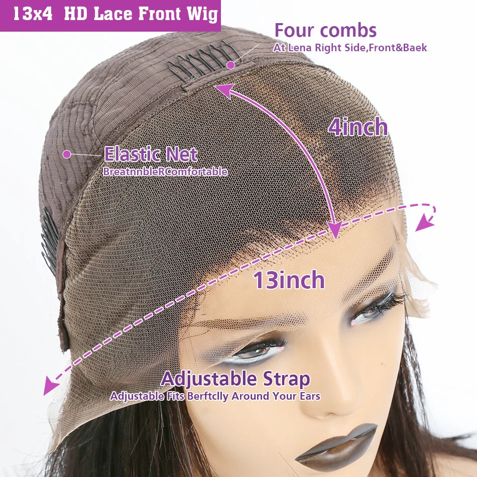 Bone Straight Bob Wigs Human Hair 13x4 Lace Front Human Hair Wigs Brazilian Hair HD Transparent Lace Frontal Bob Wigs For Women