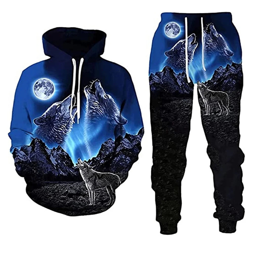 Tracksuit Men Animal 3D Tiger Printed Hoodie + Pants Suit 2 Pcs Sportwear Mens Tracksuit Set Men's Clothing designer clothes men