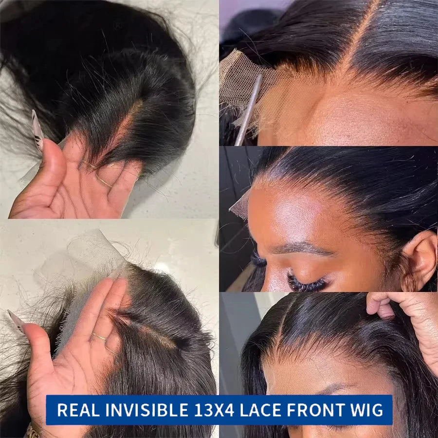 Bone Straight Bob Wigs Human Hair 13x4 Lace Front Human Hair Wigs Brazilian Hair HD Transparent Lace Frontal Bob Wigs For Women