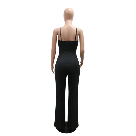 2024 Women New Spaghetti Strap Sleeveless Sexy Party Jumpsuits Slim Elegant Night Club Jumpsuit Rompers Casual Ladies Overalls