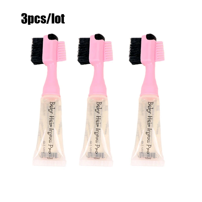 Wholesale Pro Baby Hair Edges Control Gel With Brush And Comb 10Ml/Pcs Double Side Edge Control Brushes With Gel For Baby Hair