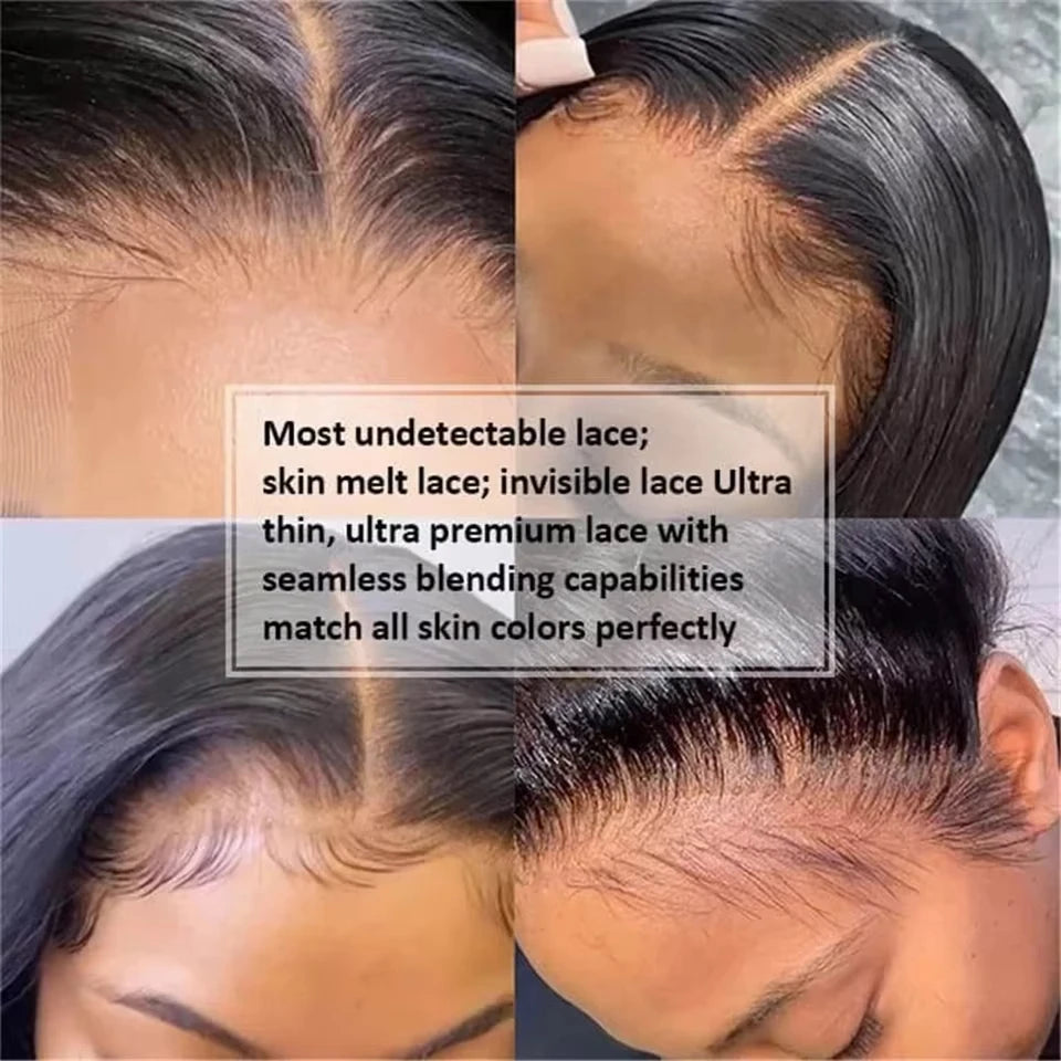 30 40 Inch Bone Straight 13x6 HD Lace Frontal Wigs Pre Plucked Brazilian Transparent Lace Front Human Hair For Women 200 Density