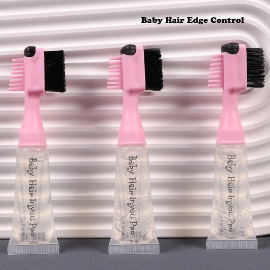Wholesale Pro Baby Hair Edges Control Gel With Brush And Comb 10Ml/Pcs Double Side Edge Control Brushes With Gel For Baby Hair