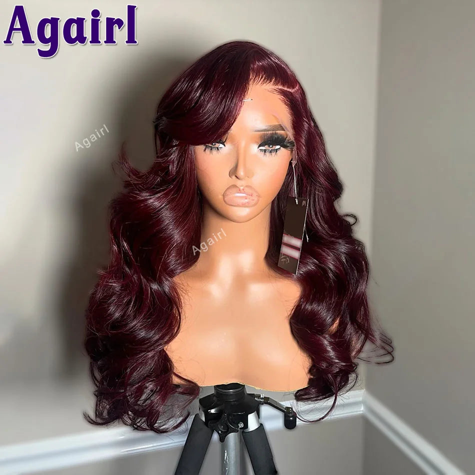 Dark Red 99J 13x6 Lace Frontal Human Hair Wigs Colored Body Wave Lace Front Wigs Brazilian Remy Hair Wigs For Women Pre Plucked