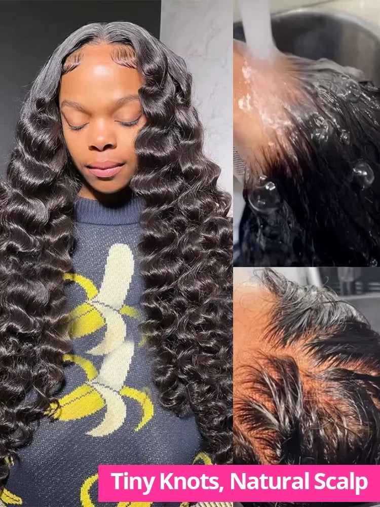 40 Inch Loose Deep Wave 13x4 13x6 HD Transparent Human Hair Wig 300 Density Brazilian Water Curly Nature Wave Lace Frontal Wigs